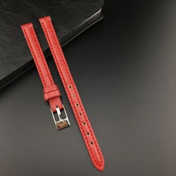 Ремешок для часов кожаный 10 мм, цвет красный - 2шт