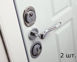 Дверная ручка поворотная LD24 металлическая, блестящий хром- 2 шт.