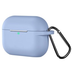 Силиконовый чехол с карабином для Airpods Pro 2, светло-голубой