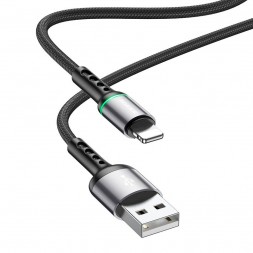 Кабель USB на Lightning Borofone BU33, черный с цветной подсветкой