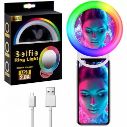Светодиодное селфи-кольцо с USB 2.0 для телефона RGB Selfie Ring Light A4S, белый