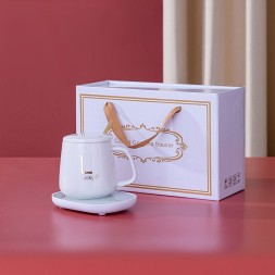 Кружка с подогревом электронная для дома и офиса подарочный набор, белая