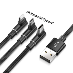 Кабель USB BASEUS MVP 3-in-1, USB - MicroUSB+Type-C+Lightning, 3.5A, 1.2 м, черный, игровой