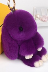 Брелок Кролик из меха, фиолетовый