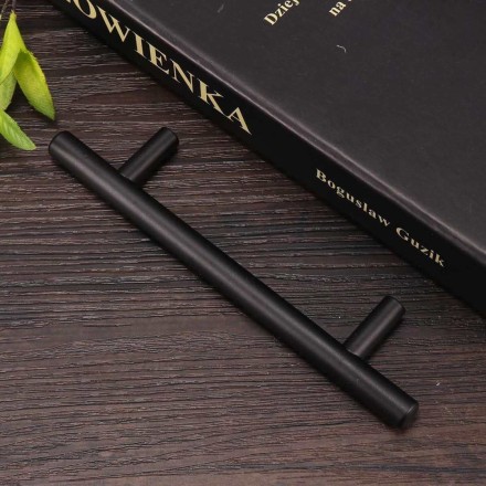 Ручка рейлинг мебельная металлическая 200мм черная матовая - 3 шт