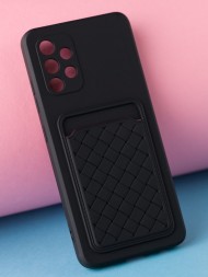 Чехол силиконовый для Samsung Galaxy A32 с кармашком для карт и защитой камеры, черный