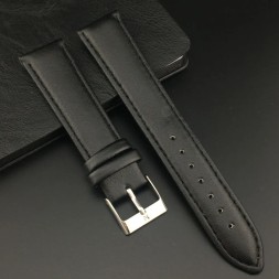 Ремешок для часов кожаный 28 мм, цвет черный - 2шт