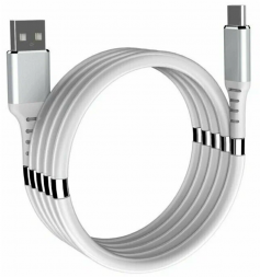 Магнитный кабель USB-Type-C 2.1А  для передачи данных и зарядки, 1м, белый