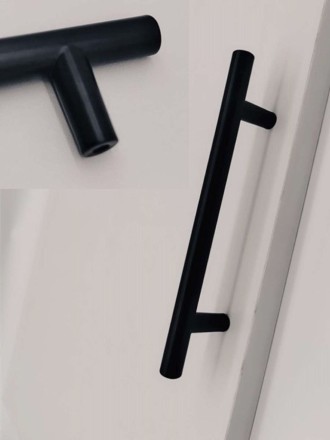 Ручка рейлинг мебельная металлическая 350мм черная матовая - 2 шт