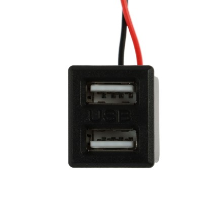 Разъем 2 USB с проводом 10 см, 2 pin, 2.1 А, 5 В, черный - 2 шт
