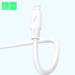 Дата-кабель Denmen D28L для iPhone/iPad с мощностью 120W, белый