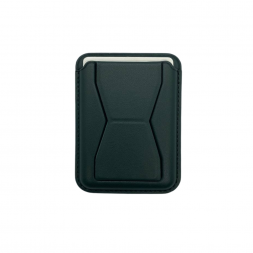 Кожаный чехол бумажник для карт и визиток с MagSafe темно-зеленый для IPhone с подставкой