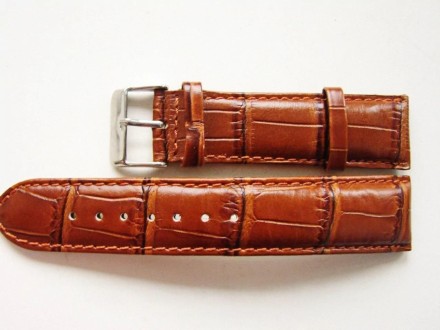 Ремешок для часов кожаный текстура 22 мм, коричневый - 2шт