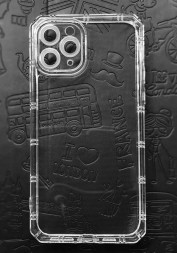 Чехол силиконовый противоударный с защитой камеры для iPhone 13 Pro Max, прозрачный