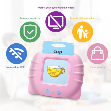 Игрушка для раннего развития детей с обучающими картами с звуковым сопровождением, розовый