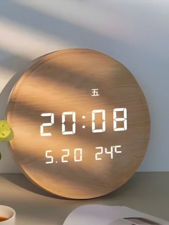 Светодиодные настенные часы с температурой, зеленые