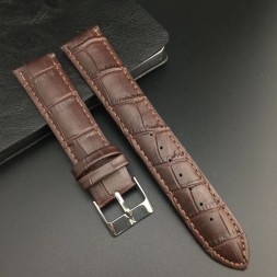 Ремешок для часов кожаный текстура 22 мм, цвет коричневый - 2шт