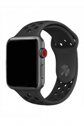 Силиконовый ремешок для Apple Watch 42mm/44mm/45mm с отверстиями, черный