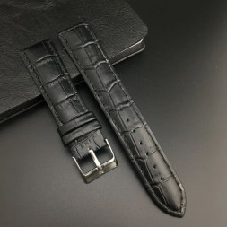 Ремешок для часов кожаный текстура 24 мм, цвет черный - 2шт