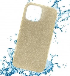 Чехол силиконовый с блестками для iPhone 13 Pro, золотой