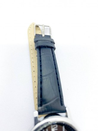 Детские часы наручные на кожаном ремешке с черным циферблатом, черный
