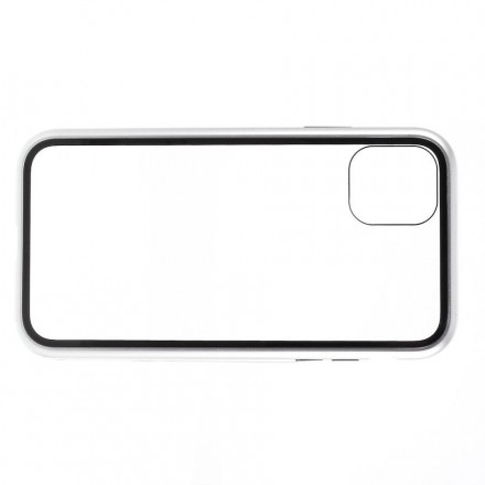 Магнитный стеклянный чехол с металлическим бампером для iPhone 11 Pro, X, XS, серебро