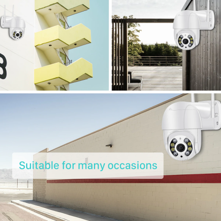 Уличная беспроводная камера видеонаблюдения WiFi (C блоком питания) 1080P + ночная съемка, датчик движения и микрофон A4888 - A6