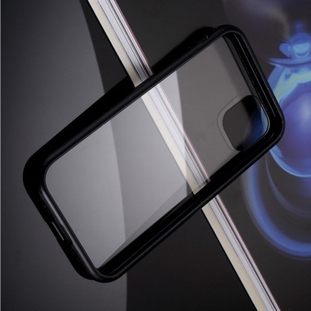 Магнитный стеклянный чехол с металлическим бампером для iPhone 11 Pro, X, XS, черный