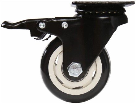 Колесо для тележек &quot;Black&quot; поворотное диаметр 75 мм. с тормозом - грузоподъемность 70кг