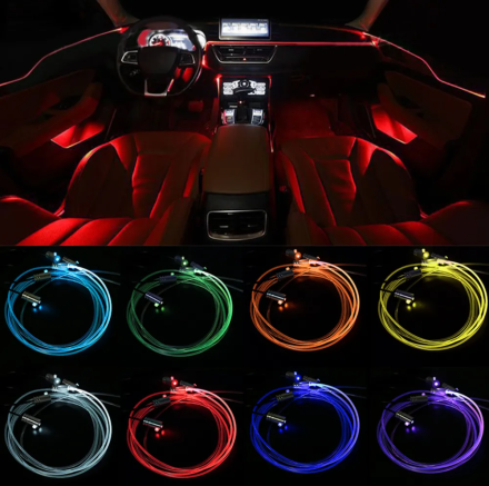 Подсветка в машину салона для автомобиля/Подсветка салона и подсветка ног, светодиодная лента RGB с блютузом