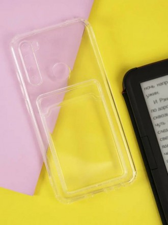 Чехол силикиновый для Xiaomi Redmi Note 8 с карманом для карт, прозрачный