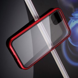 Магнитный стеклянный чехол с металлическим бампером для iPhone 11, красный