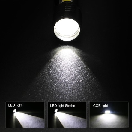 Тактический фонарик светодиодный, охотничий фонарь xpe + cob, рабочая лампа с чехлом для хранения