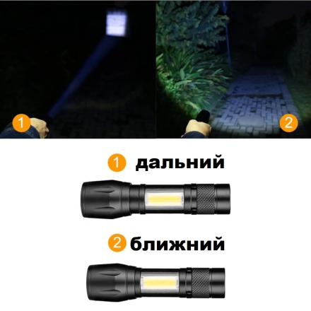 Тактический фонарик светодиодный, охотничий фонарь xpe + cob, камуфляжный с чехлом для хранения