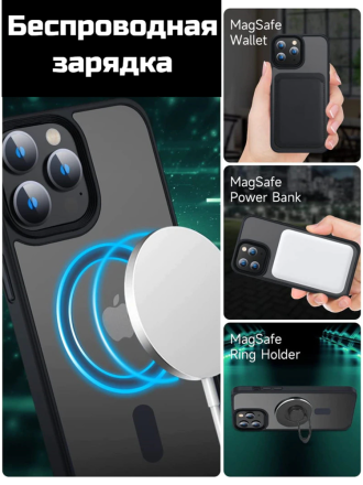Чехол для iPhone 12/12 Pro матовый черный с поддержкой Magsafe