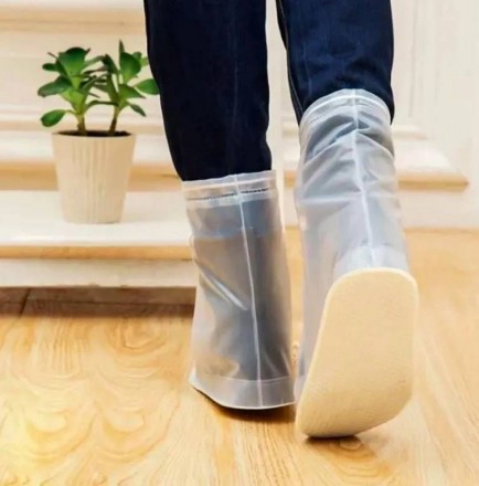 Водонепроницаемые силиконовые бахилы для обуви, прозрачные (Размер XL)