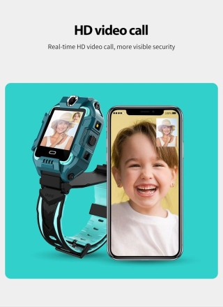 Детские часы с Sim-картой с кнопкой SOS, GPS, водонепроницаемые, селфи камера, для IOS, Android, черный