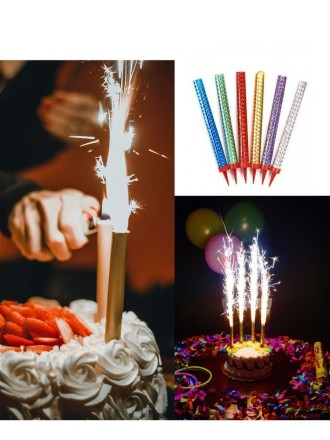Фейерверк для торта Birthday Candle 6 штук - 12см