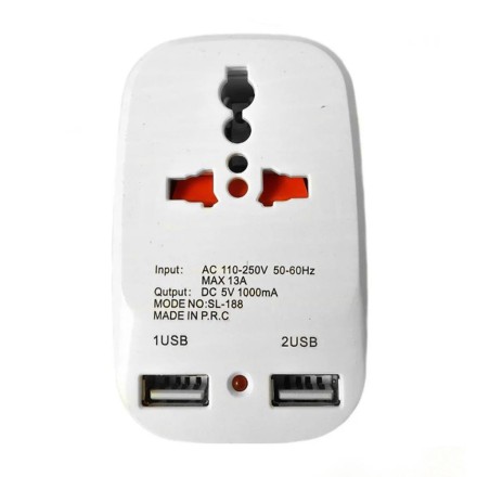 Универсальное дорожное Сетевое зарядное устройство с 2 USB с вилкой Стандарта Великобритании