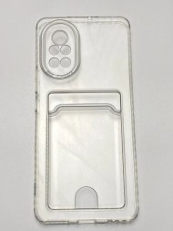 Чехол силиконовый с кармашком для Huawei Nova 8, прозрачный