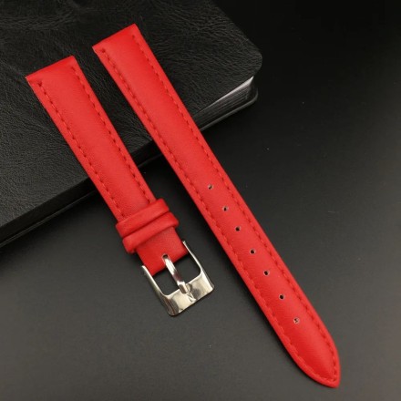 Ремешок для часов кожаный 18 мм, цвет красный - 2шт