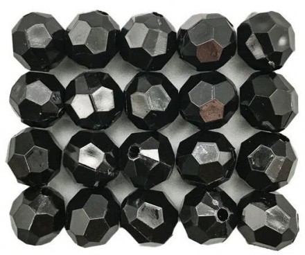 Бусины граненые 10мм x 500 грамм (одна пачка), черные