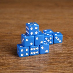 Набор кубиков игральных с маленькими точками, 5шт-16мм, синие