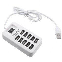 Разветвитель USB HUB 10 портов P-1603, белый
