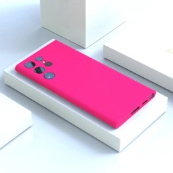 Чехол бархатный Silicone Cover для Samsung Galaxy S23 Ultra, розовый