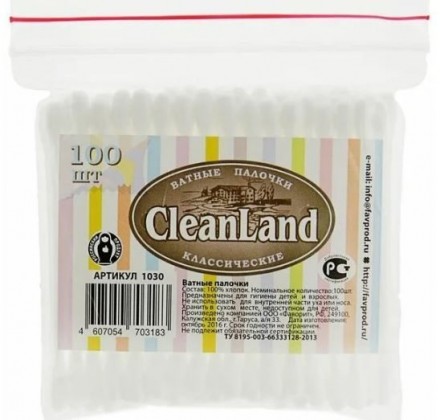 Ватные палочки CleanLand 5 пачек по 100шт (500шт)