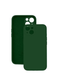 Чехол мягкий для iPhone 15 с защитой камеры, темно зеленый