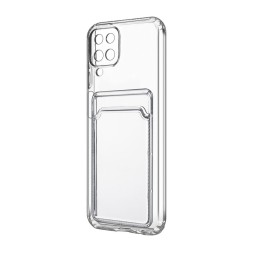 Противоударный силиконовый чехол с карманом для карт для Samsung Galaxy A12, прозрачный