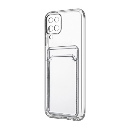 Противоударный силиконовый чехол с карманом для карт для Samsung Galaxy A12, прозрачный