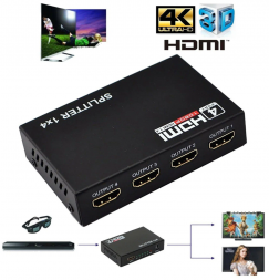 Разветвитель (делитель, сплиттер) HDMI, 1 вход 4 выхода, с питанием